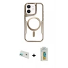 MARSİLYAN™- iPhone 12 Kılıf Yadigar Klasik Özel Seri - Siyah Polymer Nano Ekran Koruyucu + Rainbow Kamera Lens Koruma Cam - YL