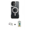 MARSİLYAN™- iPhone 12 Kılıf Yadigar Klasik Özel Seri - Siyah Polymer Nano Ekran Koruyucu + Rainbow Kamera Lens Koruma Cam - MR
