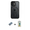 MARSİLYAN™- iPhone 12 Kılıf Yadigar Klasik Özel Seri - Siyah Polymer Nano Ekran Koruyucu + Shine Kamera Lens Koruma Cam - SABE