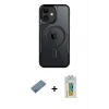 MARSİLYAN™- iPhone 12 Kılıf Yadigar Klasik Özel Seri - Siyah Polymer Nano Ekran Koruyucu + Shine Kamera Lens Koruma Cam - MI