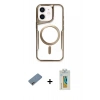 MARSİLYAN™- iPhone 12 Kılıf Yadigar Klasik Özel Seri - Siyah Polymer Nano Ekran Koruyucu + Shine Kamera Lens Koruma Cam - GI