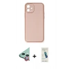 MARSİLYAN™- iPhone 12 Kılıf Yadigar Klasik - Şeffaf Pasifik Cam Ekran Koruyucu + Raze Metal Kamera Lens - KI