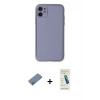 MARSİLYAN™- iPhone 12 Kılıf Yadigar Klasik - Şeffaf Pasifik Cam Ekran Koruyucu + Mavi Shine Kamera Lens Koruma Cam