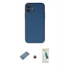 MARSİLYAN™- iPhone 12 Kılıf Yadigar Klasik - Şeffaf Pasifik Cam Ekran Koruyucu + Mavi Shine Kamera Lens Koruma Cam