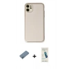 MARSİLYAN™- iPhone 12 Kılıf Yadigar Klasik - Şeffaf Pasifik Cam Ekran Koruyucu + Mavi Shine Kamera Lens Koruma Cam