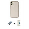 MARSİLYAN™- iPhone 12 Kılıf Yadigar Klasik - Şeffaf Pasifik Cam Ekran Koruyucu + Metal Kamera Lens Koruma Cam - KI