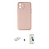 MARSİLYAN™- iPhone 12 Kılıf Yadigar Klasik - Şeffaf Pasifik Cam Ekran Koruyucu + Renkli Kamera Lens Koruma Cam - PE