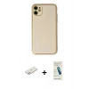 MARSİLYAN™- iPhone 12 Kılıf Yadigar Klasik - Şeffaf Pasifik Cam Ekran Koruyucu + Renkli Kamera Lens Koruma Cam - PE