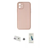 MARSİLYAN™- iPhone 12 Kılıf Yadigar Klasik - Şeffaf Pasifik Cam Ekran Koruyucu + Rainbow Kamera Lens Koruma Cam - MR