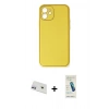 MARSİLYAN™- iPhone 12 Kılıf Yadigar Klasik - Şeffaf Pasifik Cam Ekran Koruyucu + Rainbow Kamera Lens Koruma Cam - MR