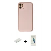 MARSİLYAN™- iPhone 12 Kılıf Yadigar Klasik - Şeffaf Pasifik Cam Ekran Koruyucu + Renkli Kamera Lens Koruma Cam - SI