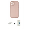 MARSİLYAN™- iPhone 12 Kılıf Yadigar Klasik - Şeffaf Pasifik Cam Ekran Koruyucu + Renkli Kamera Lens Koruma Cam - SI