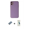 MARSİLYAN™- iPhone 12 Kılıf Yadigar Klasik - Şeffaf Pasifik Cam Ekran Koruyucu + Sierra Blue Shine Kamera Lens Koruma Cam