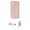 MARSİLYAN™- iPhone 12 Kılıf Yadigar Klasik - Şeffaf Pasifik Cam Ekran Koruyucu + Rainbow Kamera Lens Koruma Cam - YL