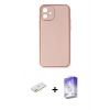 MARSİLYAN™- iPhone 12 Kılıf Yadigar Klasik - Siyah Bilvis 5in1 3D Magic Cam Ekran Koruyucu + Turuncu Renkli Kamera Lens Koruma Cam