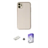 MARSİLYAN™- iPhone 12 Kılıf Yadigar Klasik - Siyah Bilvis 5in1 3D Magic Cam Ekran Koruyucu + Turuncu Renkli Kamera Lens Koruma Cam
