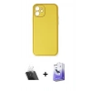 MARSİLYAN™- iPhone 12 Kılıf Yadigar Klasik - Siyah Bilvis 5in1 5D Magic Hayalet Cam Ekran Koruyucu + Kamera Lens Koruma Cam - SF