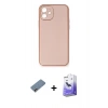 MARSİLYAN™- iPhone 12 Kılıf Yadigar Klasik - Siyah Bilvis 5in1 5D Magic Hayalet Cam Ekran Koruyucu + Pembe Shine Kamera Lens Koruma Cam