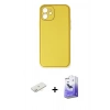 MARSİLYAN™- iPhone 12 Kılıf Yadigar Klasik - Siyah Bilvis 5in1 5D Magic Hayalet Cam Ekran Koruyucu + Renkli Kamera Lens Koruma Cam - SI