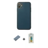MARSİLYAN™- iPhone 12 Kılıf Yadigar Klasik - Siyah Polymer Nano Ekran Koruyucu + Shine Kamera Lens Koruma Cam - GS