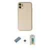 MARSİLYAN™- iPhone 12 Kılıf Yadigar Klasik - Siyah Polymer Nano Ekran Koruyucu + Shine Kamera Lens Koruma Cam - GS