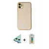 MARSİLYAN™- iPhone 12 Kılıf Yadigar Klasik - Siyah Polymer Nano Ekran Koruyucu + Mavi Raze Metal Kamera Lens