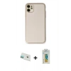 MARSİLYAN™- iPhone 12 Kılıf Yadigar Klasik - Siyah Polymer Nano Ekran Koruyucu + Yeşil Rainbow Kamera Lens Koruma Cam