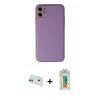 MARSİLYAN™- iPhone 12 Kılıf Yadigar Klasik - Siyah Polymer Nano Ekran Koruyucu + Yeşil Rainbow Kamera Lens Koruma Cam