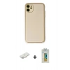 MARSİLYAN™- iPhone 12 Kılıf Yadigar Klasik - Siyah Polymer Nano Ekran Koruyucu + Renkli Kamera Lens Koruma Cam - YL