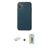 MARSİLYAN™- iPhone 12 Kılıf Yadigar Klasik - Siyah Polymer Nano Ekran Koruyucu + Renkli Kamera Lens Koruma Cam - YL