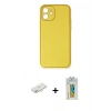 MARSİLYAN™- iPhone 12 Kılıf Yadigar Klasik - Siyah Polymer Nano Ekran Koruyucu + Renkli Kamera Lens Koruma Cam - YL