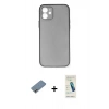 MARSİLYAN™- iPhone 12 Kılıf Yadigar Yansıma Serisi - Şeffaf Pasifik Cam Ekran Koruyucu + Shine Kamera Lens Koruma Cam - GI