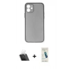 MARSİLYAN™- iPhone 12 Kılıf Yadigar Yansıma Serisi - Şeffaf Pasifik Cam Ekran Koruyucu + Kamera Lens Koruma Cam - SF