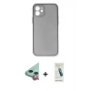 MARSİLYAN™- iPhone 12 Kılıf Yadigar Yansıma Serisi - Şeffaf Pasifik Cam Ekran Koruyucu + Raze Metal Kamera Lens - KI