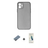 MARSİLYAN™- iPhone 12 Kılıf Yadigar Yansıma Serisi - Şeffaf Pasifik Cam Ekran Koruyucu + Shine Kamera Lens Koruma Cam - PE