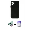 MARSİLYAN™- iPhone 12 Kılıf Yadigar Yansıma Serisi - Siyah Bilvis 5in1 3D Magic Cam Ekran Koruyucu + Raze Metal Kamera Lens - KI