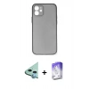 MARSİLYAN™- iPhone 12 Kılıf Yadigar Yansıma Serisi - Siyah Bilvis 5in1 3D Magic Cam Ekran Koruyucu + Raze Metal Kamera Lens - MI