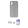 MARSİLYAN™- iPhone 12 Kılıf Yadigar Yansıma Serisi - Siyah Bilvis 5in1 3D Magic Cam Ekran Koruyucu + Rainbow Kamera Lens Koruma Cam - MR