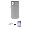MARSİLYAN™- iPhone 12 Kılıf Yadigar Yansıma Serisi - Siyah Bilvis 5in1 3D Magic Cam Ekran Koruyucu + Pembe Renkli Kamera Lens Koruma Cam