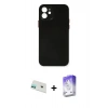 MARSİLYAN™- iPhone 12 Kılıf Yadigar Yansıma Serisi - Siyah Bilvis 5in1 3D Magic Cam Ekran Koruyucu + Rainbow Kamera Lens Koruma Cam - YL