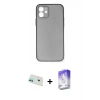 MARSİLYAN™- iPhone 12 Kılıf Yadigar Yansıma Serisi - Siyah Bilvis 5in1 3D Magic Cam Ekran Koruyucu + Rainbow Kamera Lens Koruma Cam - YL