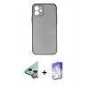 MARSİLYAN™- iPhone 12 Kılıf Yadigar Yansıma Serisi - Siyah Bilvis 5in1 3D Magic Cam Ekran Koruyucu + Raze Metal Kamera Lens - KI