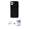 MARSİLYAN™- iPhone 12 Kılıf Yadigar Yansıma Serisi - Siyah Bilvis 5in1 3D Magic Cam Ekran Koruyucu + Renkli Kamera Lens Koruma Cam - SI