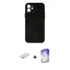 MARSİLYAN™- iPhone 12 Kılıf Yadigar Yansıma Serisi - Siyah Bilvis 5in1 3D Magic Cam Ekran Koruyucu + Renkli Kamera Lens Koruma Cam - SI