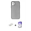 MARSİLYAN™- iPhone 12 Kılıf Yadigar Yansıma Serisi - Siyah Bilvis 5in1 3D Magic Cam Ekran Koruyucu + Renkli Kamera Lens Koruma Cam - TU