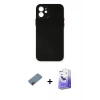 MARSİLYAN™- iPhone 12 Kılıf Yadigar Yansıma Serisi - Siyah Bilvis 5in1 5D Magic Hayalet Cam Ekran Koruyucu + Metal Kamera Lens Koruma Cam - KI