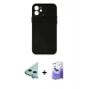 MARSİLYAN™- iPhone 12 Kılıf Yadigar Yansıma Serisi - Siyah Bilvis 5in1 5D Magic Hayalet Cam Ekran Koruyucu + Raze Metal Kamera Lens - MI