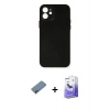 MARSİLYAN™- iPhone 12 Kılıf Yadigar Yansıma Serisi - Siyah Bilvis 5in1 5D Magic Hayalet Cam Ekran Koruyucu + Shine Kamera Lens Koruma Cam - GD