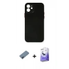 MARSİLYAN™- iPhone 12 Kılıf Yadigar Yansıma Serisi - Siyah Bilvis 5in1 5D Magic Hayalet Cam Ekran Koruyucu + Metal Kamera Lens Koruma Cam - MI