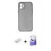 MARSİLYAN™- iPhone 12 Kılıf Yadigar Yansıma Serisi - Siyah Bilvis 5in1 5D Magic Hayalet Cam Ekran Koruyucu + Renkli Kamera Lens Koruma Cam - SI